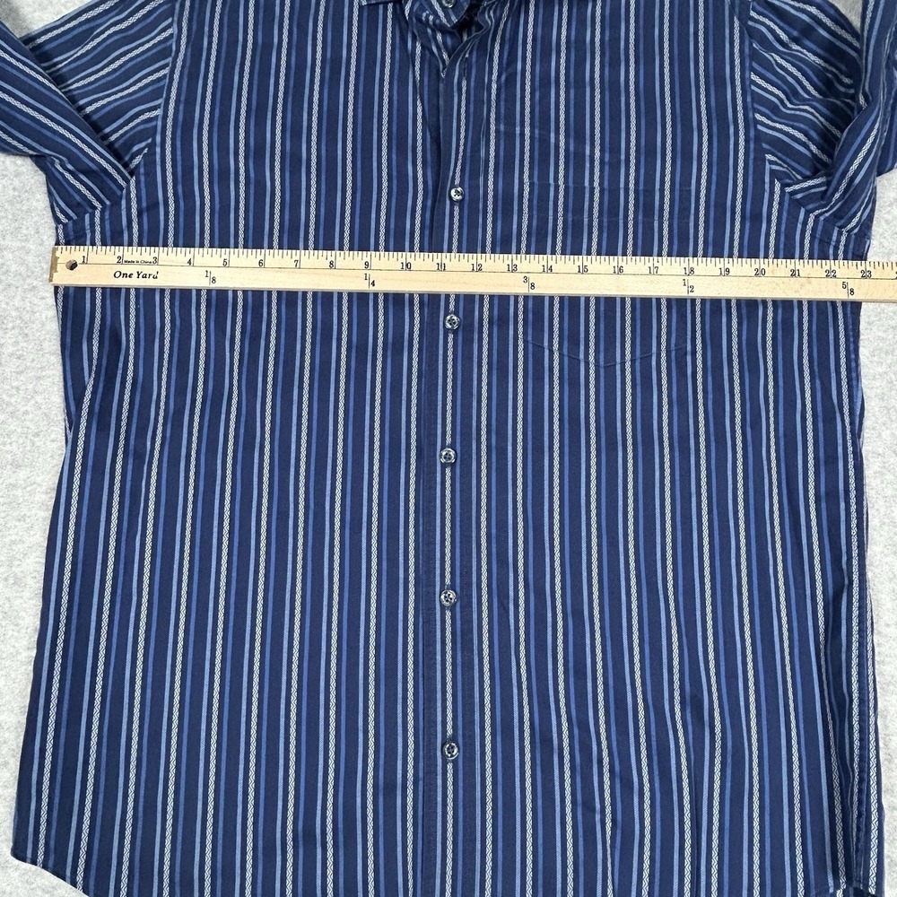 Bugatchi Size XL Blue Classic Fit Striped Print Cotton Button Up Shirt - Picture 5 of 8